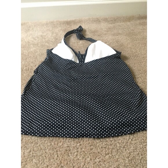 Kim Rogers Women's Polka Dot Swim Top with Tie Neck 1pc Size M Black & White - Picture 4 of 6